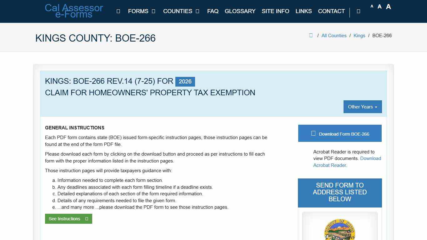 CAA e-Forms Service Center - Kings: BOE-266