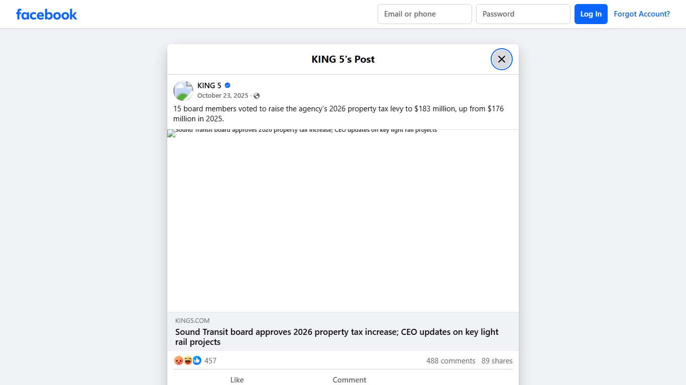 KING 5 - 15 board members voted to raise the agency’s 2026... Facebook